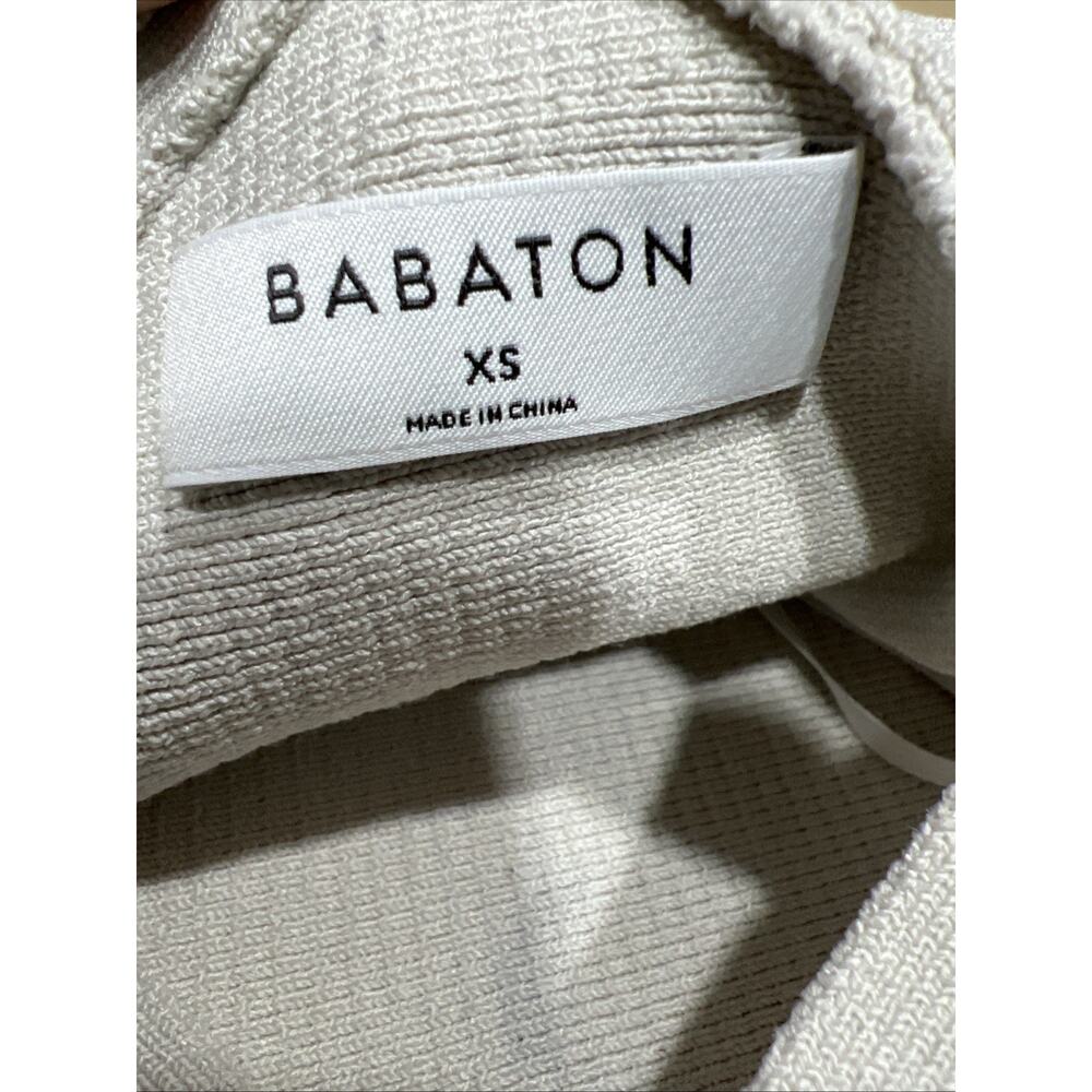 Aritzia Babaton Sculpt Knit Ribbed Crisscross Halter Crop Top Beige Size XS - Picture 6 of 10